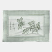 Mint Herb Kitchen Towel – Green Gingham Border Theedoek (Horizontaal)