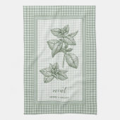Mint Herb Kitchen Towel – Green Gingham Border Theedoek (Verticaal)