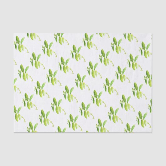 Mint herb Waterverf Greenery Mam Pattern Tissuepapier (Voorkant)