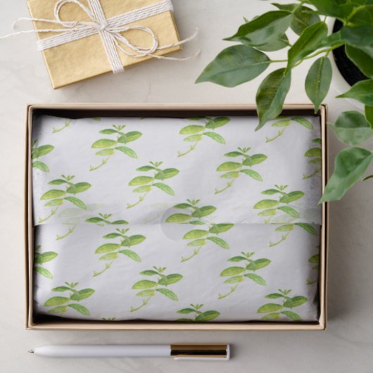 Mint herb Waterverf Greenery Mam Pattern Tissuepapier (Geschenk)