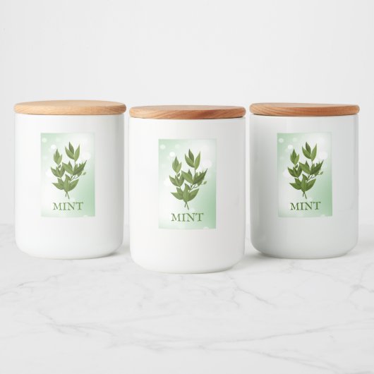 Mint Herbs Label Voedselcontainer Etiket (Flessen)