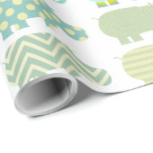 Mint Hippo Matte Wrapping Paper Cadeaupapier (Rol Hoek)