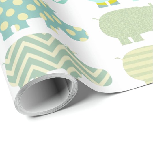 Mint Hippo Matte Wrapping Paper Cadeaupapier (Rol Hoek)