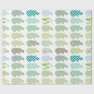 Mint Hippo Matte Wrapping Paper Cadeaupapier