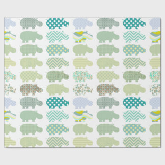 Mint Hippo Matte Wrapping Paper Cadeaupapier