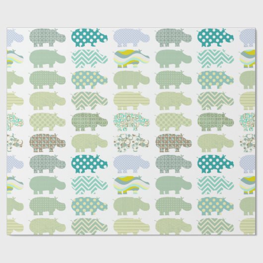Mint Hippo Matte Wrapping Paper Cadeaupapier (Vlak)