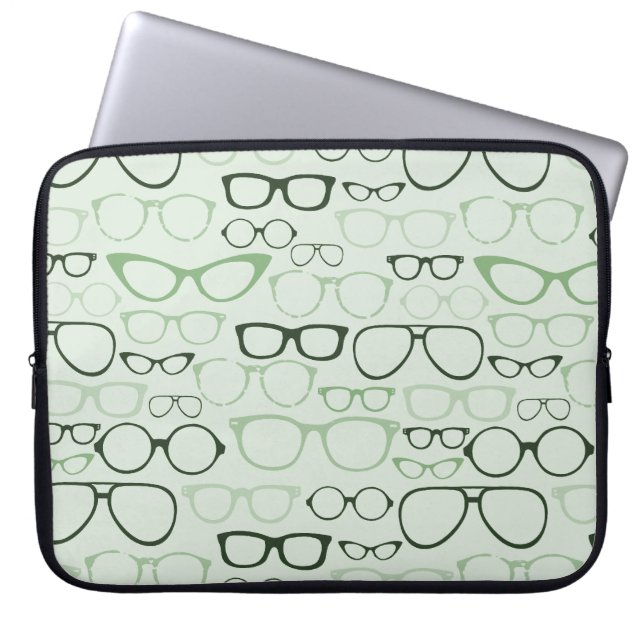 Mint Hipster Glasses Laptop Sleeve (Voorkant)