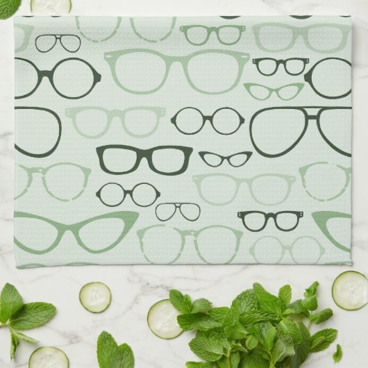 Mint Hipster Glasses Theedoek (Gevouwen)