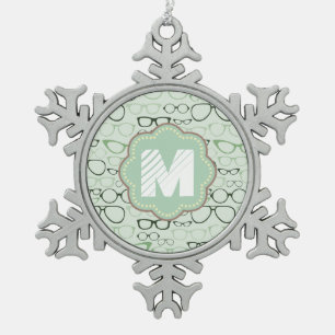 Mint Hipster glazen Tin Sneeuwvlok Ornament