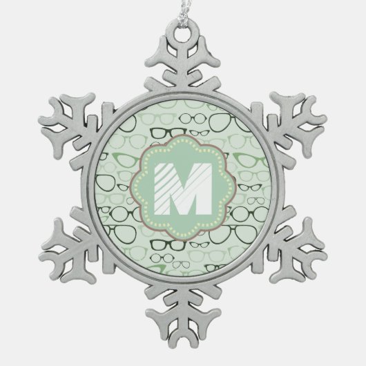 Mint Hipster glazen Tin Sneeuwvlok Ornament (Voorkant)