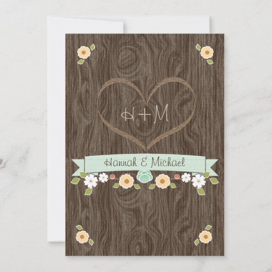 Mint Hoefijzer Heart Westerne bruiloft Kaart (Achterkant)