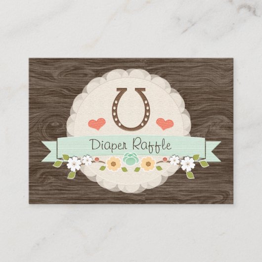 Mint Hoefijzer Western Daper Raffle Ticket Informatiekaartje (Voorkant)