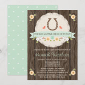 MINT HOEFIJZER WESTERN GENDER NEUTRAL BABY SHOWER KAART (Voorkant / Achterkant)