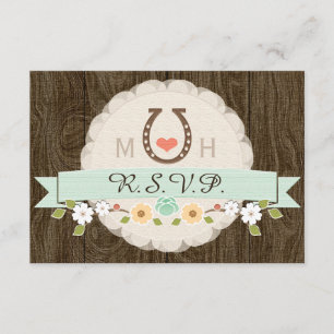 MINT HOEFIJZER WESTERNE WEDDING RSVP-KAART RSVP KAARTJE