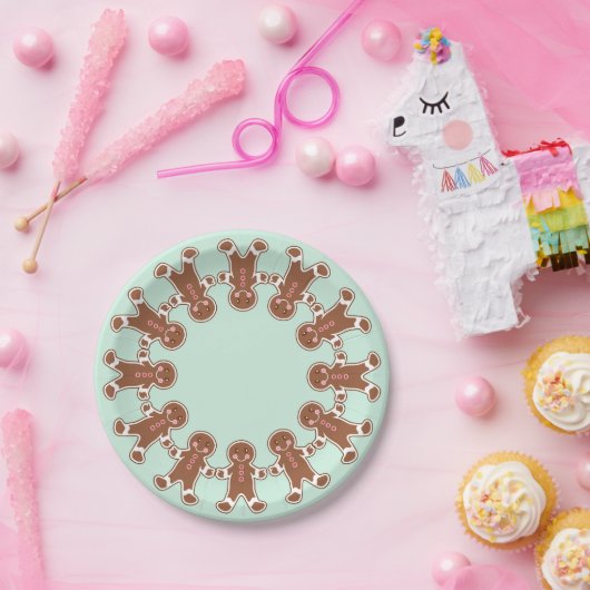 Mint Holiday Gingerbrood Boys Paper Borden Papieren Bordje (Feest)