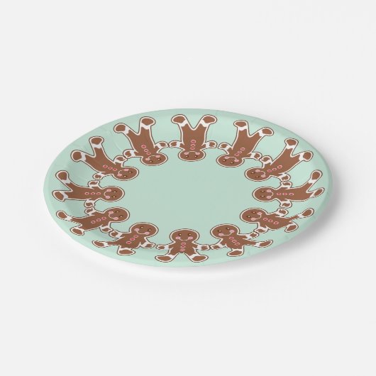 Mint Holiday Gingerbrood Boys Paper Borden Papieren Bordje (Gekanteld)