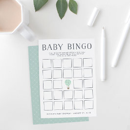 Mint Hot Air-ballon | Baby shower Bingo Game Kaart