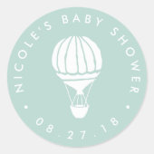 Mint Hot Air Ballon Baby shower Ronde Sticker (Voorkant)