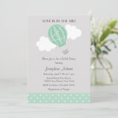 Mint Hot Air Ballon Bridal Shower-uitnodiging Kaart (Staand voorkant)
