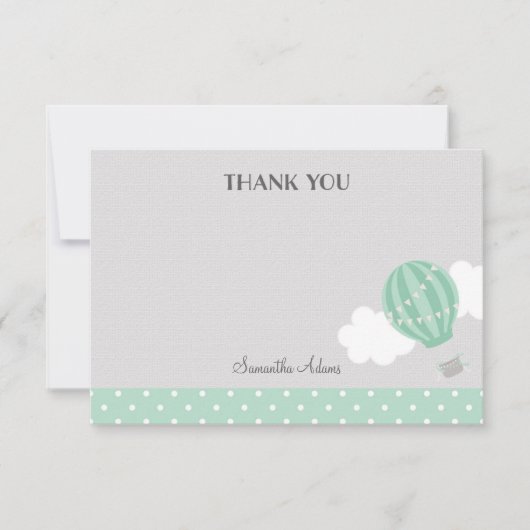 Mint Hot Air Ballon Hartelijk dank Bedankkaart (Voorkant)