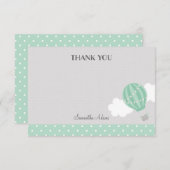 Mint Hot Air Ballon Hartelijk dank Bedankkaart (Voorkant / Achterkant)