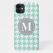 Mint Houndstooth Pattern Gray Monogram Case-Mate iPhone Case (Achterkant)