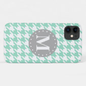 Mint Houndstooth Pattern Gray Monogram Case-Mate iPhone Case (Achterkant (horizontaal))