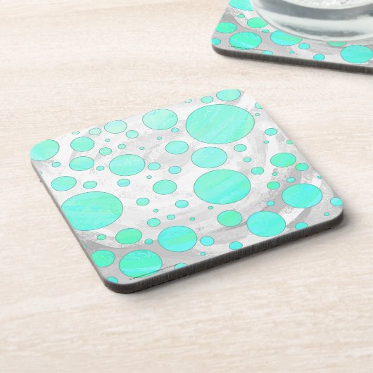 Mint Ice Aqua Blue Polka Dots Bier Onderzetter (Linkerzijde)