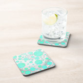 Mint Ice Aqua Blue Polka Dots Bier Onderzetter (Rechterzijde)