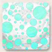 Mint Ice Aqua Blue Polka Dots Bier Onderzetter (Voorkant)