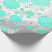 Mint Ice Aqua Blue Polka Dots Cadeaupapier (Hoek)
