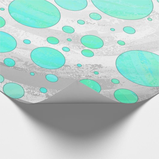 Mint Ice Aqua Blue Polka Dots Cadeaupapier (Hoek)