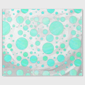 Mint Ice Aqua Blue Polka Dots Cadeaupapier (Vlak)