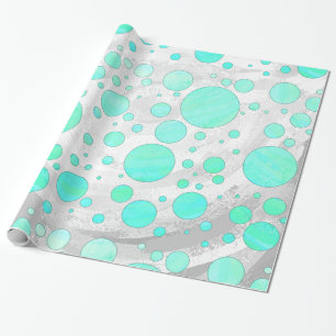 Mint Ice Aqua Blue Polka Dots Cadeaupapier
