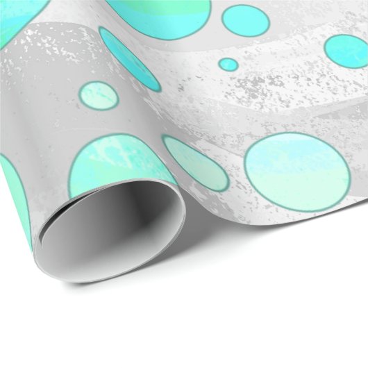 Mint Ice Aqua Blue Polka Dots Cadeaupapier (Rol Hoek)