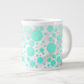 Mint Ice Aqua Blue Polka Dots Grote Koffiekop (Voorkant rechts)