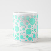 Mint Ice Aqua Blue Polka Dots Grote Koffiekop (Voorkant)