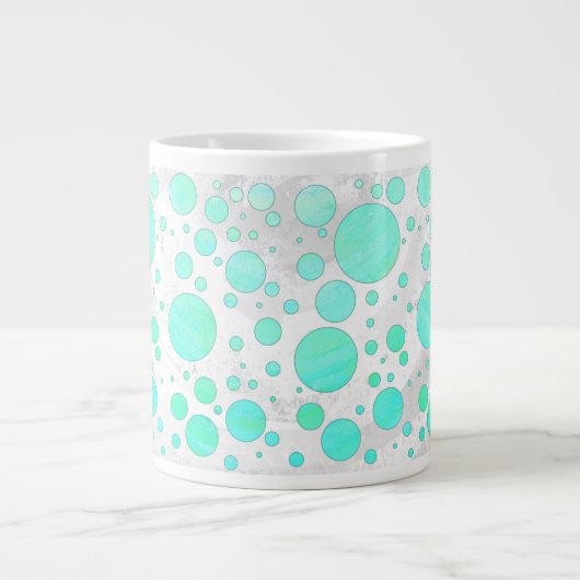 Mint Ice Aqua Blue Polka Dots Grote Koffiekop (Voorkant)