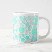 Mint Ice Aqua Blue Polka Dots Grote Koffiekop (Rechts)