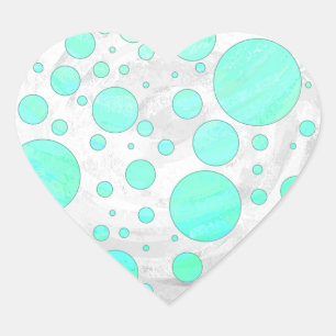 Mint Ice Aqua Blue Polka Dots Hart Sticker