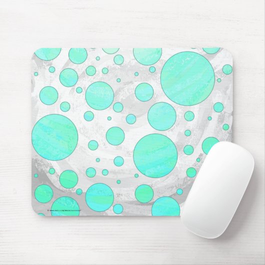 Mint Ice Aqua Blue Polka Dots Muismat (Met muis)