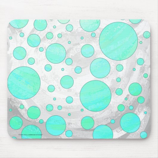 Mint Ice Aqua Blue Polka Dots Muismat (Voorkant)