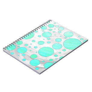 Mint Ice Aqua Blue Polka Dots Notitieboek