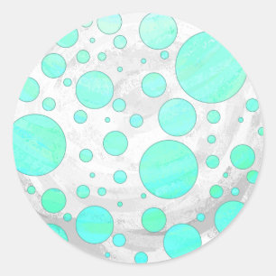 Mint Ice Aqua Blue Polka Dots Ronde Sticker