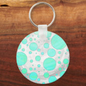 Mint Ice Aqua Blue Polka Dots Sleutelhanger (Voorkant)