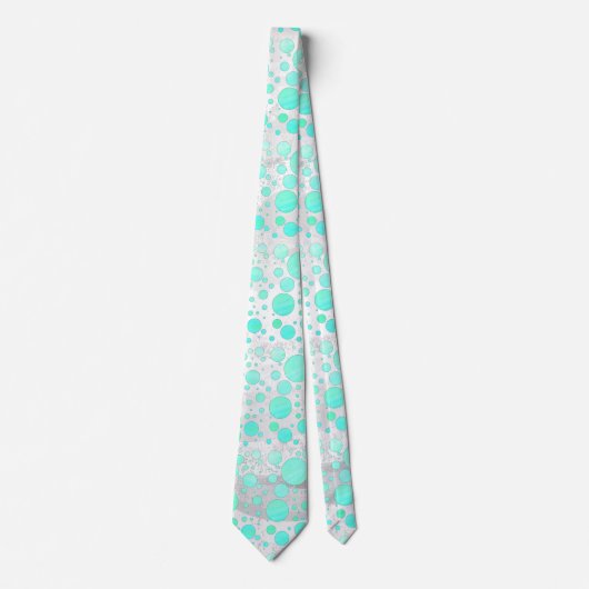 Mint Ice Aqua Blue Polka Dots Stropdas (Voorkant)
