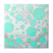 Mint Ice Aqua Blue Polka Dots Tegeltje (Voorkant)