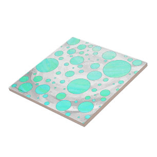 Mint Ice Aqua Blue Polka Dots Tegeltje
