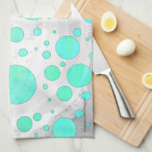 Mint Ice Aqua Blue Polka Dots Theedoek (Quarter Fold)