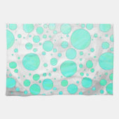 Mint Ice Aqua Blue Polka Dots Theedoek (Horizontaal)